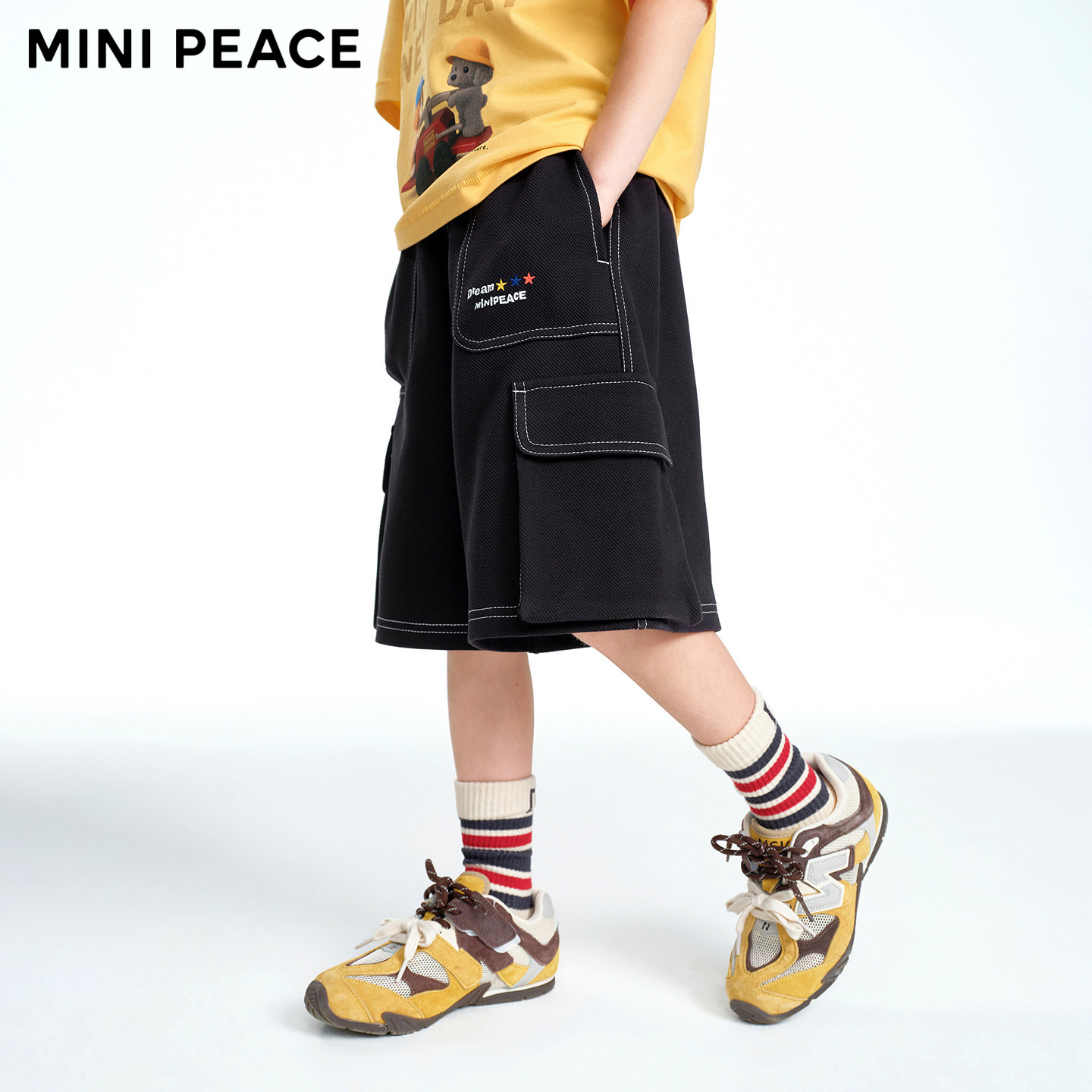 MINIPEACE太平鸟童装男童中短裤夏季新款明线工装儿童运动五分裤