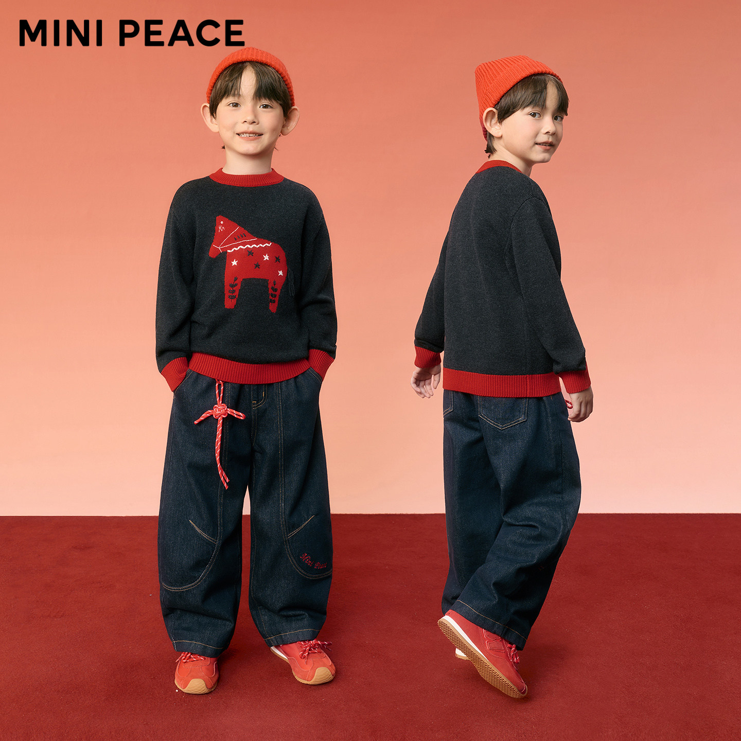 [羊毛衫]MINIPEACE太平鸟童装男童套头毛衣冬季新年衣服马年毛衫