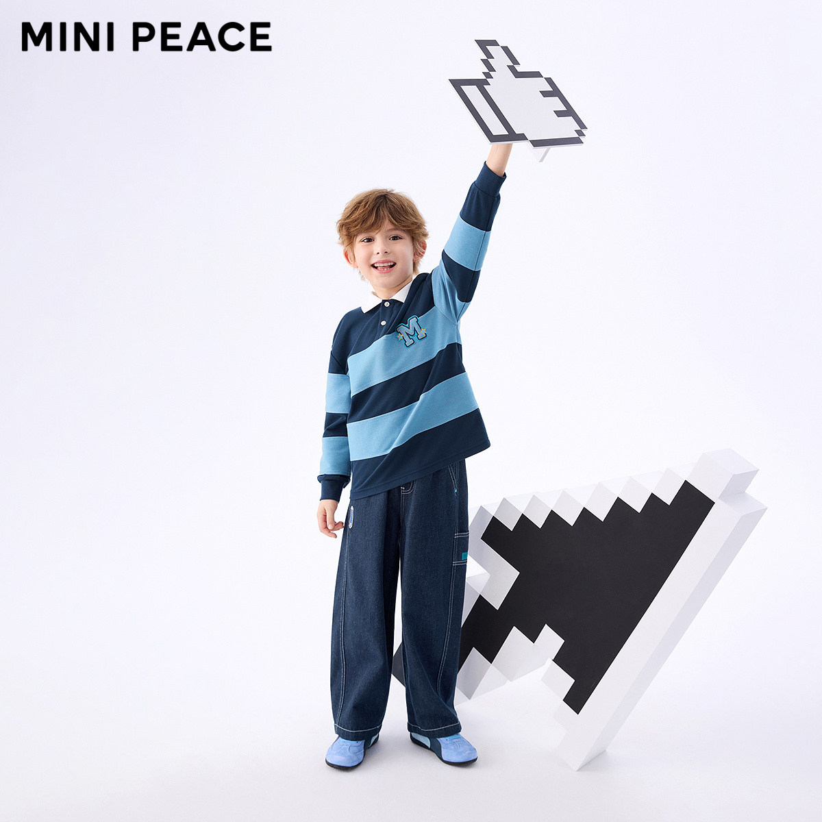 [吸湿速干]MINIPEACE太平鸟童装秋新男童POLO衫翻领儿童长袖T恤潮