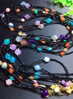 蓝玉髓手链黑色尖晶石