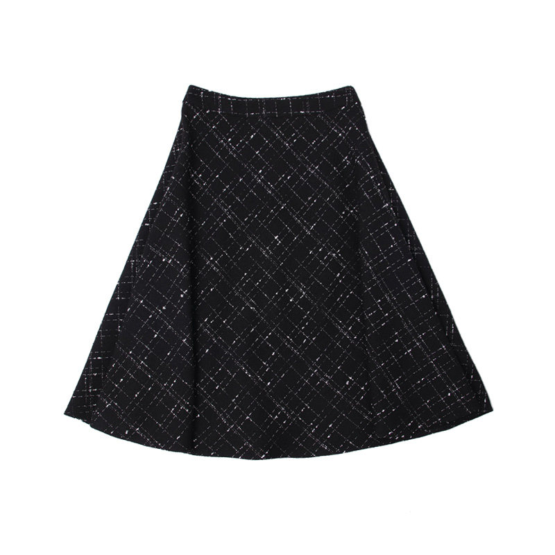格子a字2022春秋季新款黑色半身裙 mzgg木子格格半身裙