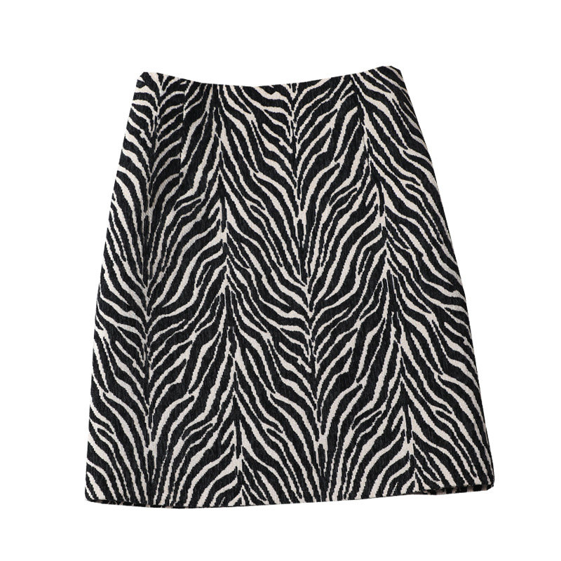 斑马纹2021年秋冬季高腰包臀半身裙 mzgg木子格格半身裙
