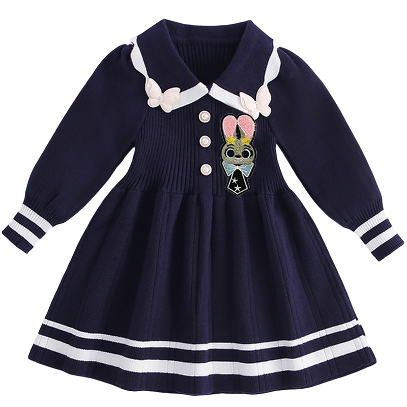 女童秋装毛衣裙2025新款宝宝公主裙朱迪兔子警官连衣裙高品学院风,淘宝优惠券,粉丝福利购,淘宝优惠卷