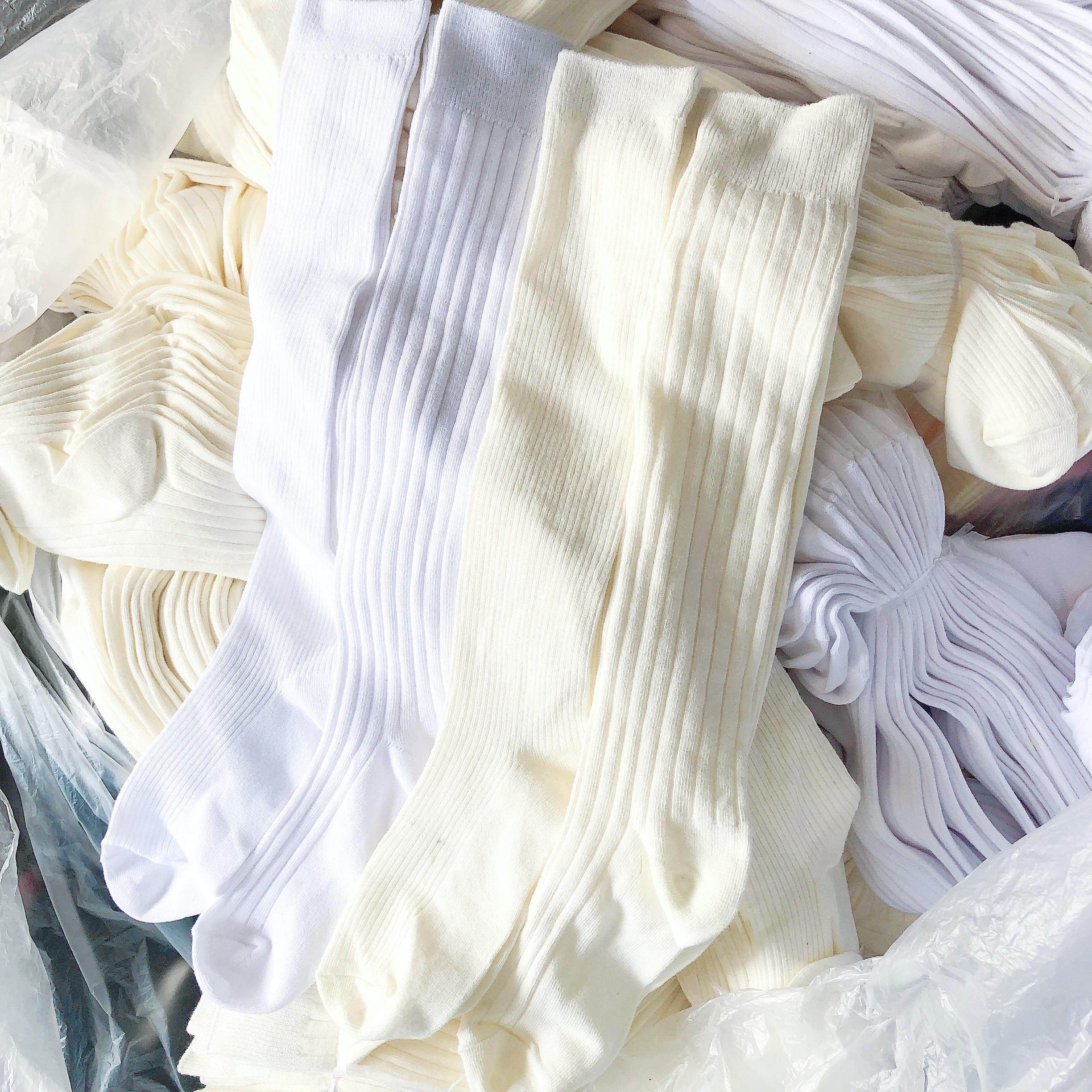 网红同款中筒小腿及膝女堆堆袜双针棉袜秋长百搭条纹jk白色袜子,淘宝优惠券,粉丝福利购,淘宝优惠卷