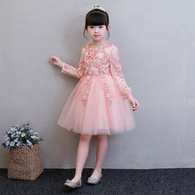 儿童礼服公主裙女童生日长袖小女孩花童婚礼婚纱钢琴演出服秋冬季,淘宝优惠券,粉丝福利购,淘宝优惠卷