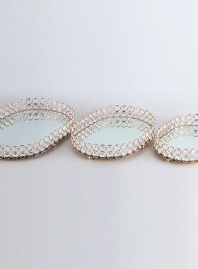 热销电镀铁艺桌面摆件椭圆形托盘