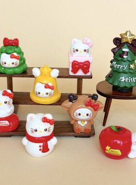 圣诞系列KT猫 盲袋萌粒diy饰品挂件钥匙扣公仔桌面小摆件树脂配件