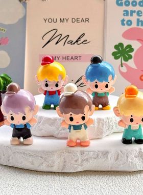 创意带帽男孩糖豆抱抱系列 diy饰品配饰桌面摆件文创礼品树脂配件