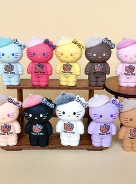 贝雷帽KT 盲袋萌粒diy饰品挂件钥匙扣公仔桌面车载小摆件树脂配件