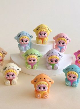 实色坐姿娃酷酷 盲袋萌粒diy饰品挂件钥匙扣公仔桌面摆件树脂配件