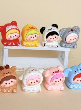 新款动物歪头崽崽 DIY饰品配件可爱萌粒新品车载摆件公仔树脂挂件