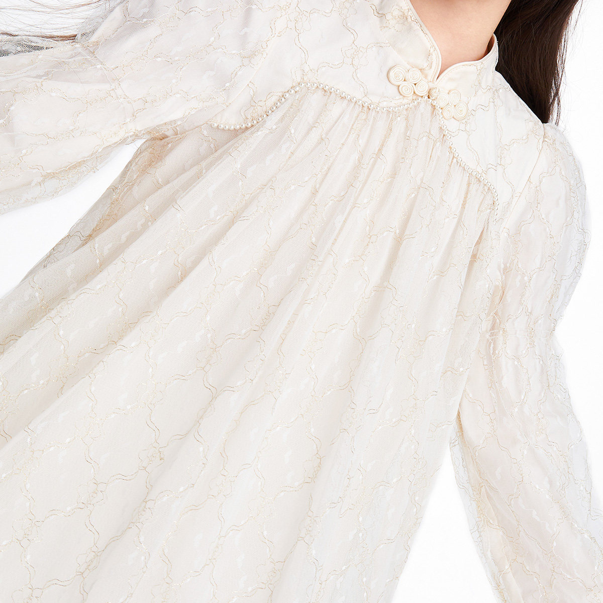 安奈儿女大童汉服唐装长袖连衣裙春秋季款网纱国风立领红色礼服,淘宝优惠券,粉丝福利购,淘宝优惠卷