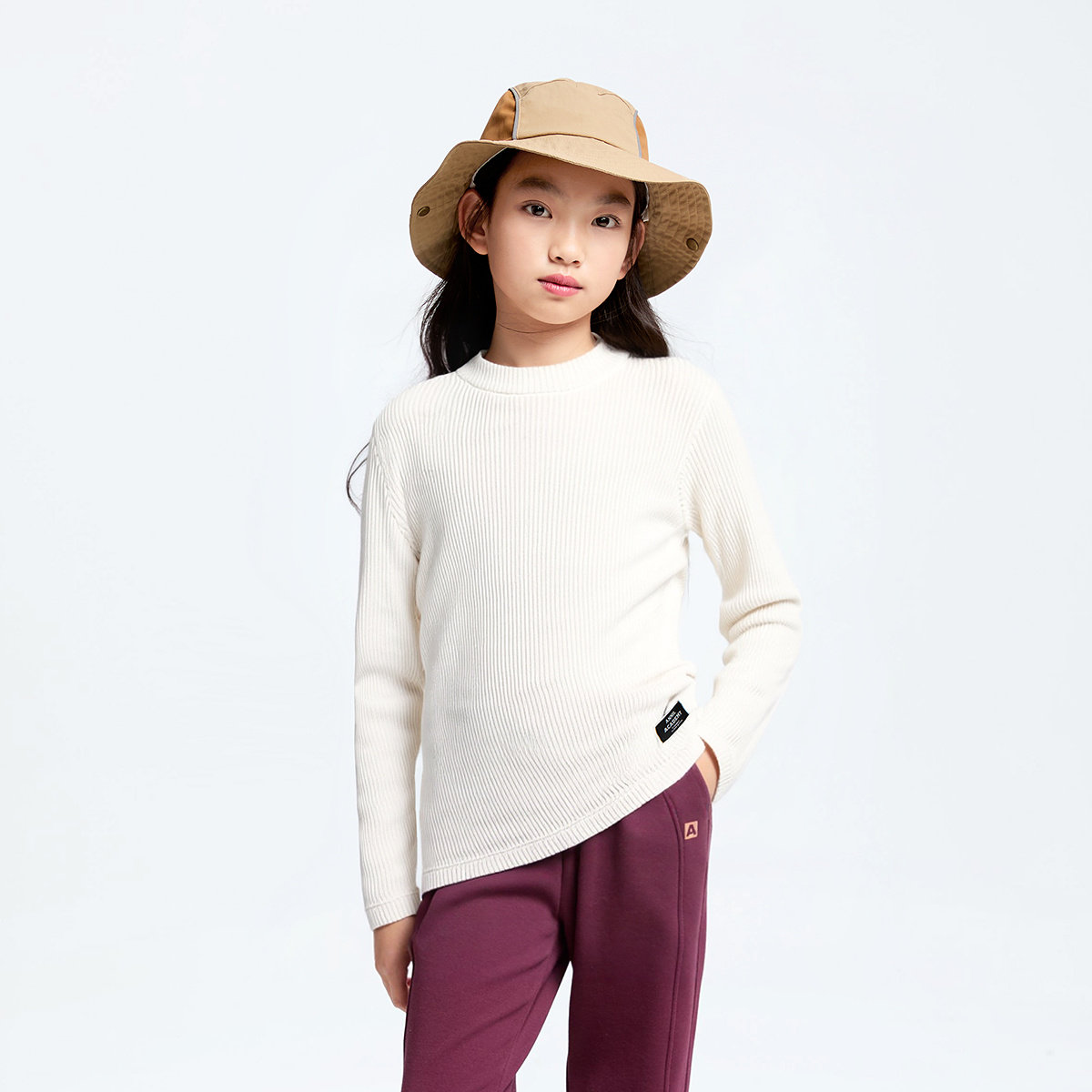 安奈儿男女童装中领打底衫长袖T恤2025秋冬新款弹力休闲上衣百搭,淘宝优惠券,粉丝福利购,淘宝优惠卷