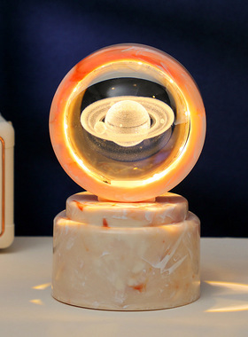 创意旋转发光3D内雕水晶球夜灯