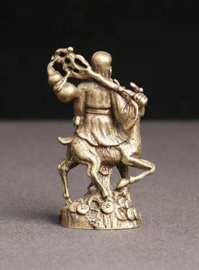 纯黄铜南极仙翁桌面摆件