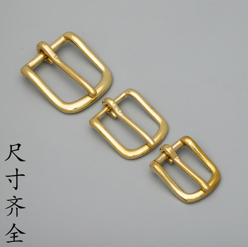 植鞣革皮带铜扣 纯铜手工皮带扣头 纯黄铜皮带扣男士腰带针扣 - 图0