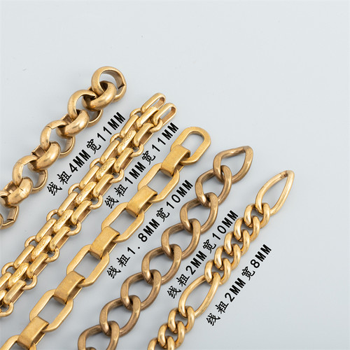 纯铜链条 黄铜财布链防静电铜链虾扣手链裤链包包配链DIY五金配件 - 图2
