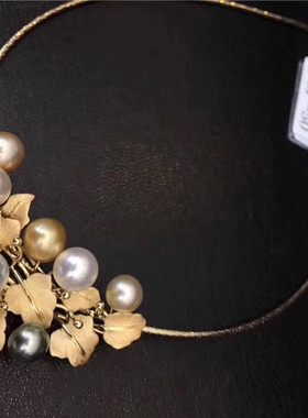 日本藤蔓两用款珍珠胸针大衣项链