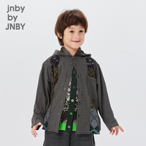 Jiangnan Bclothes Child Clothing Autumn Splicing Lian Hat Shirt Jacquard Splicing cute and cute baby boy jnbybyjnby