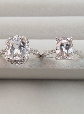 天然赛黄晶戒指长方形7×9mm很亮代替钻石重量2.2克拉