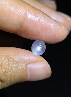 天然星光蓝宝石戒指重量2.19克拉晶体细腻透亮颜色奶蓝色925银镶
