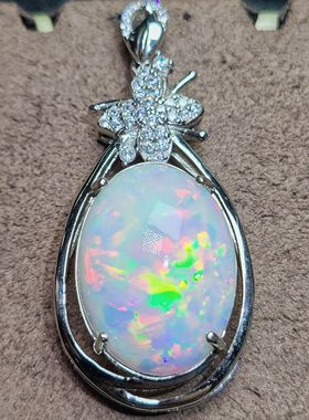 12.8克拉超大欧泊吊坠天然欧泊无染色七彩欧泊炫彩欧泊生日礼物