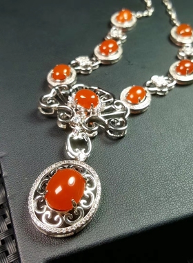 南红项链  天然四川凉山南红豪华大项链 奢华有内涵 柿子红