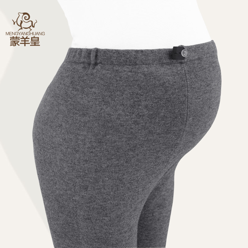 冬季孕妇加绒托腹针织蚕丝羊毛裤 蒙羊皇孕妇打底裤