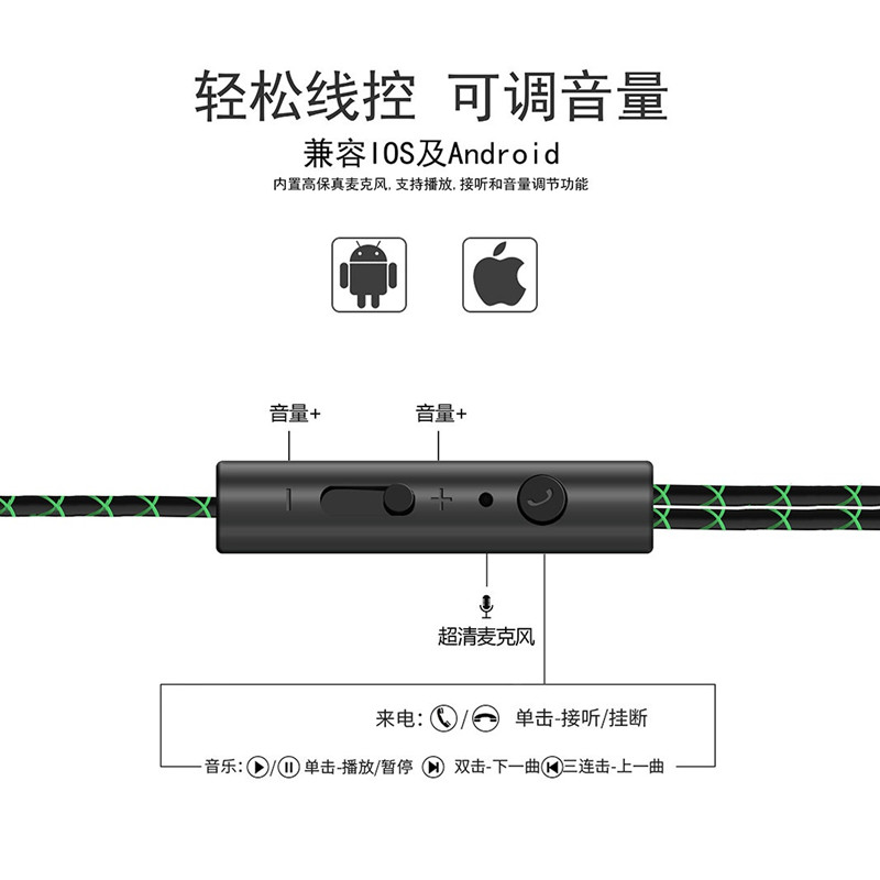 有线挂耳式耳机带麦通用线控重低音头戴音乐运动手机平板电脑通用 - 图2