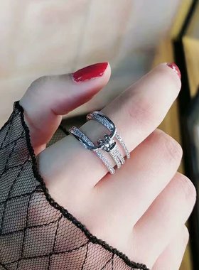 江疏影镶钻戒指时尚欧美打结关节