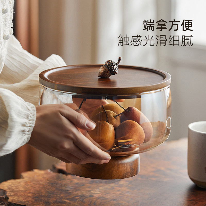 玻璃水果盘客厅茶几家用精致高颜值干果糖果零食摆放盘子高脚果篮