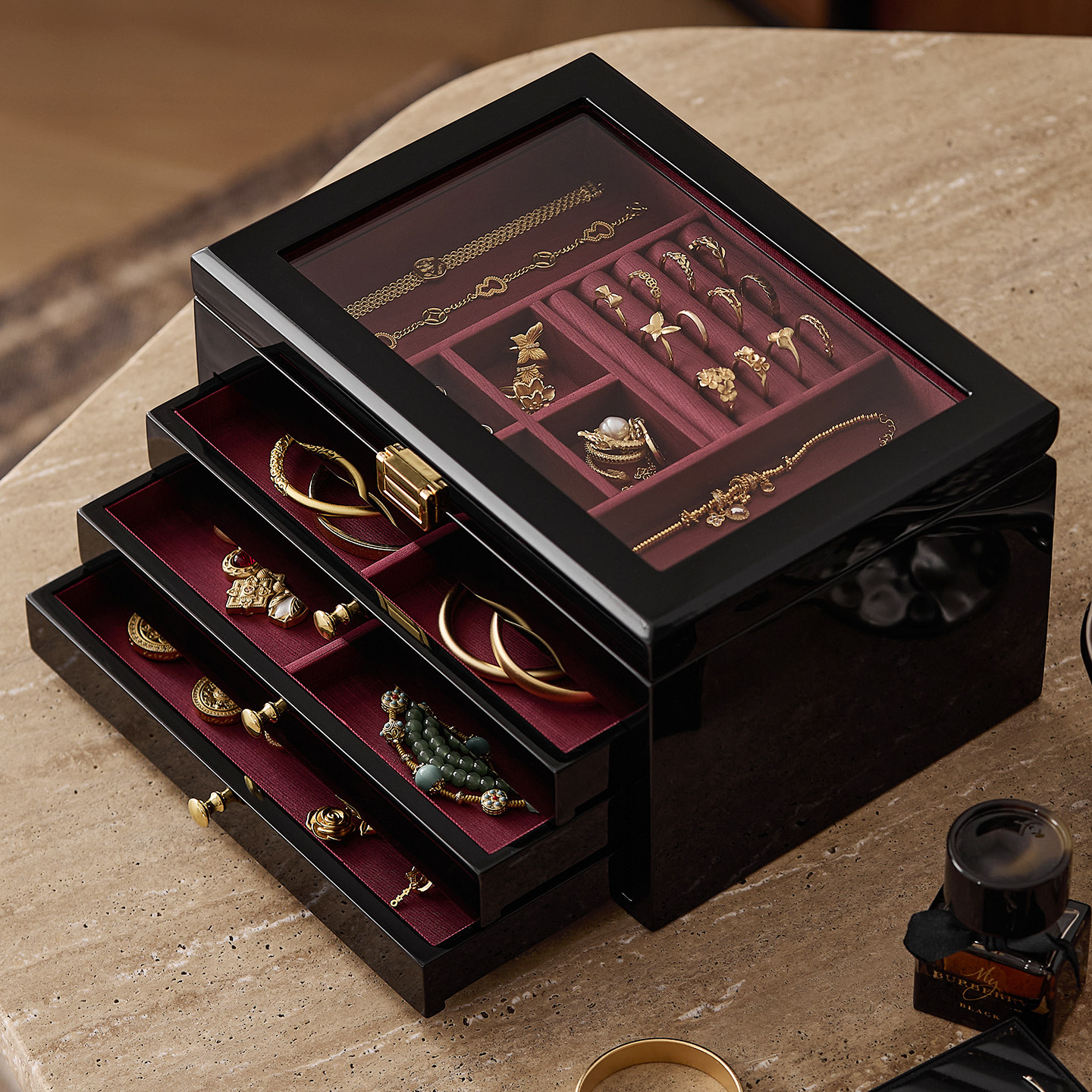 高级感首饰收纳盒情人节送女友礼品生日新年订婚新婚结婚礼物实用
