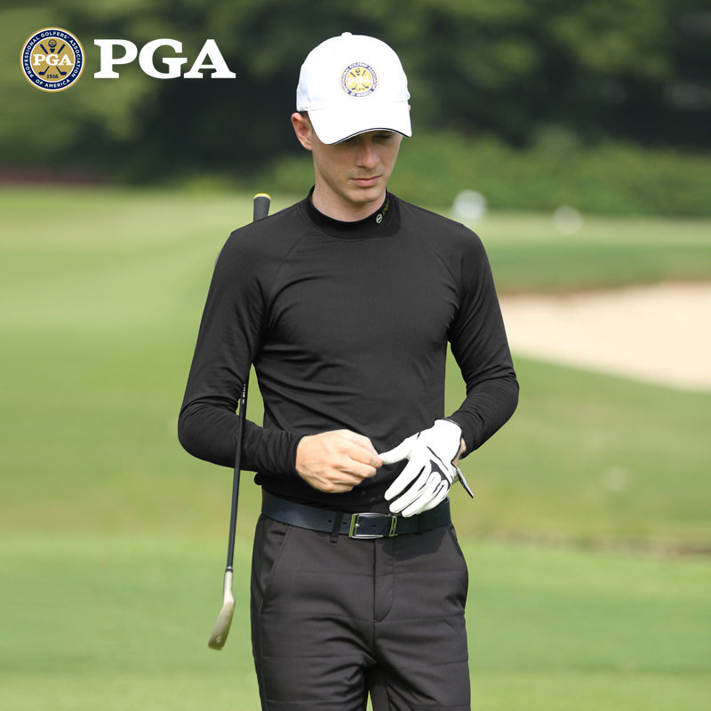 美国PGA磨绒高尔夫打底衫男士保暖内衣秋冬季长袖t恤服装男装衣服,淘宝优惠券,粉丝福利购,淘宝优惠卷