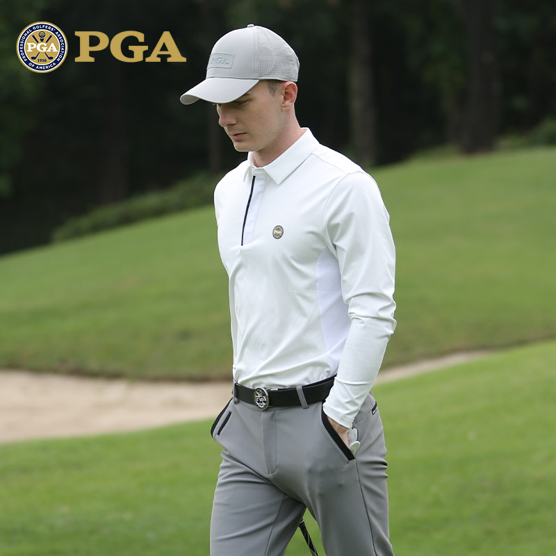 【两件5折】PGA高尔夫服装男士长袖T恤上衣服装男装polo衫,淘宝优惠券,粉丝福利购,淘宝优惠卷