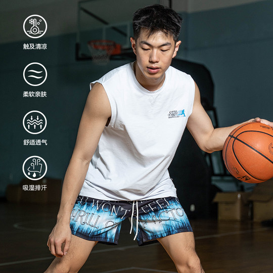 LUSHISI「沙漠与海洋」美式四五分短裤运动风速干凉感篮球训练裤