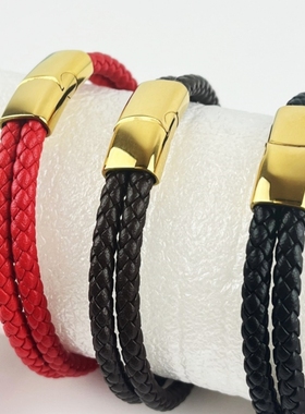 男士黄金手绳手链双圈双层