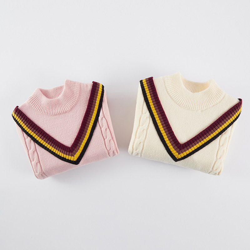 女童毛衣圆领新款加绒加厚洋气打底衫套头中大童毛衣针织衫潮,淘宝优惠券,粉丝福利购,淘宝优惠卷