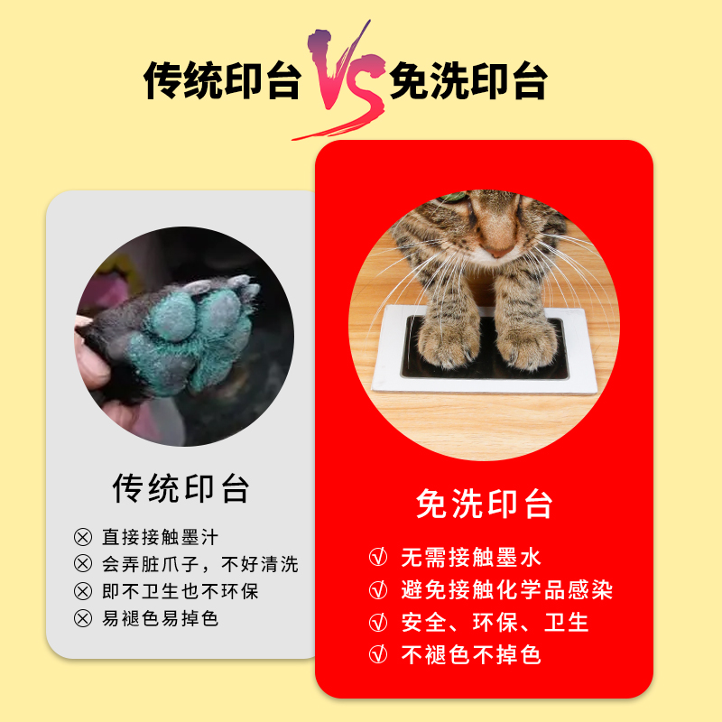 宠物免洗足印台猫手脚印纪念狗狗爪印纪念猫咪足印泥礼物免洗墨印 - 图1