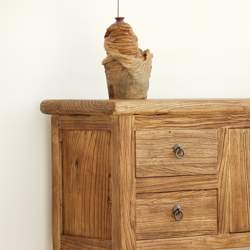 老榆木中式玄关柜实木老榆木门板入户隔断柜子门厅进户门靠墙玄关 - 图1