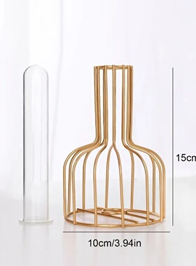1 set of gold wrought iron metal vase hydroponic container
