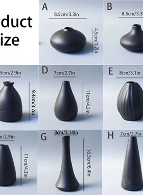 Ceramic small vase, home decoration handicraft desktop black