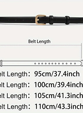 2Pcs Women Belt Fashion Black Belt Retro Needle Buckle Jeans