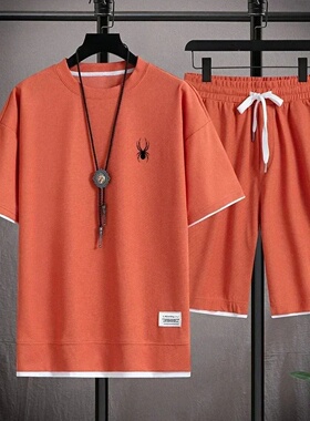 Men's short sleeved T-shirt and sports shorts set casual sp