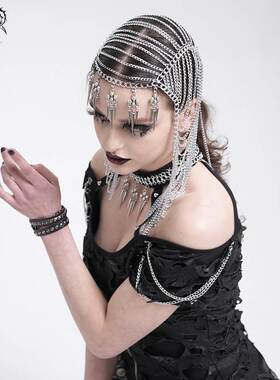 Devil Fashion恶魔时尚女装哥特朋克长宽头饰链条流苏AS220
