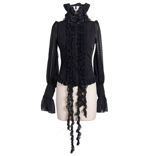 Ретро шифоновая рубашка, стиль Лолита, европейский стиль, облегающий крой