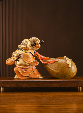 黄铜弥勒佛大肚笑佛像家居装饰品