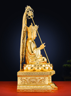 纯铜贴金地藏王菩萨佛像摆件供奉
