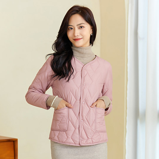 Chaqueta corta acolchada de algodón, plumón de algodón fino, cálido y transpirable.