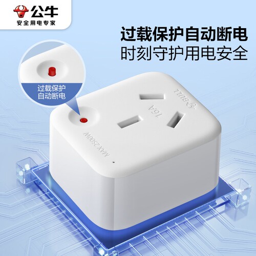 公牛10A转16A转换插座转换器家用过载保护无线直插电源适配器插头 - 图1