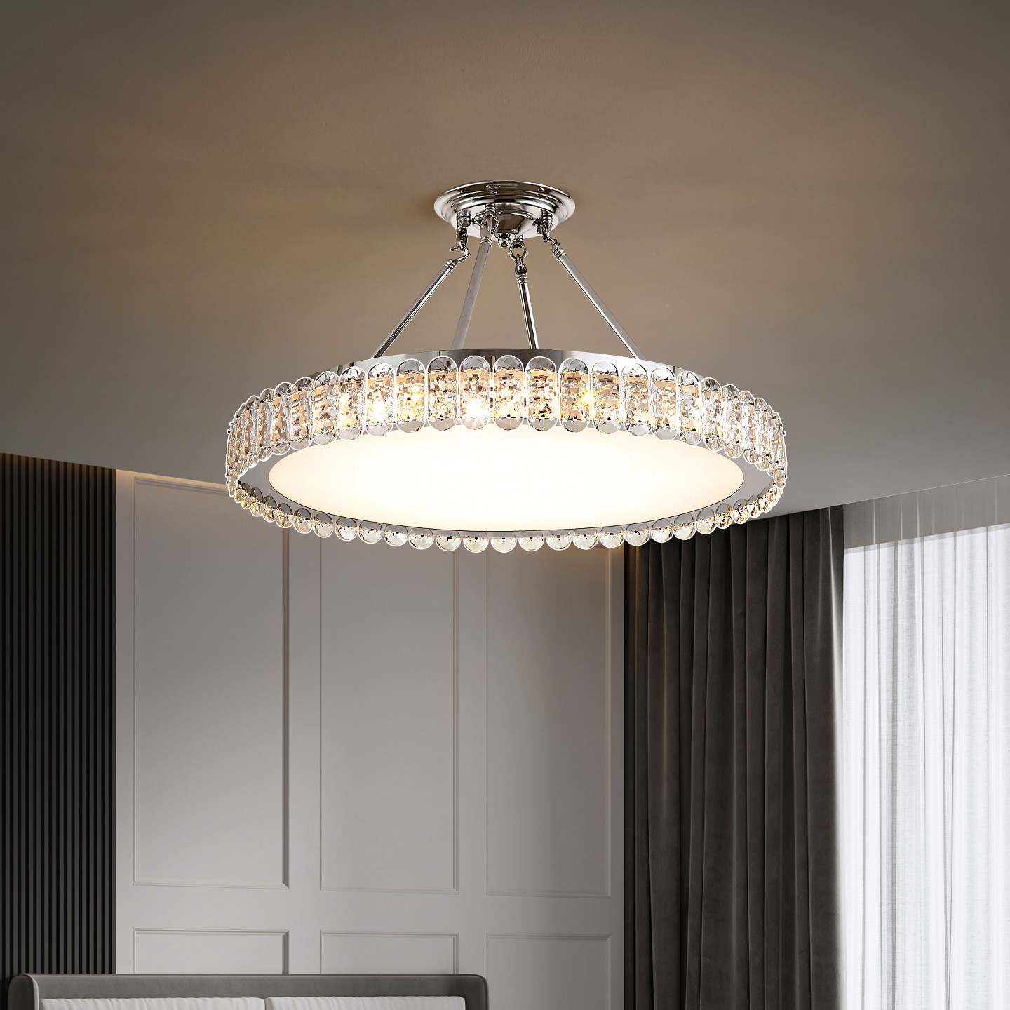 圆形现代轻奢水晶客厅简约餐厅吊灯卧室书房灯具高档中山厂家直销,淘宝优惠券,粉丝福利购,淘宝优惠卷